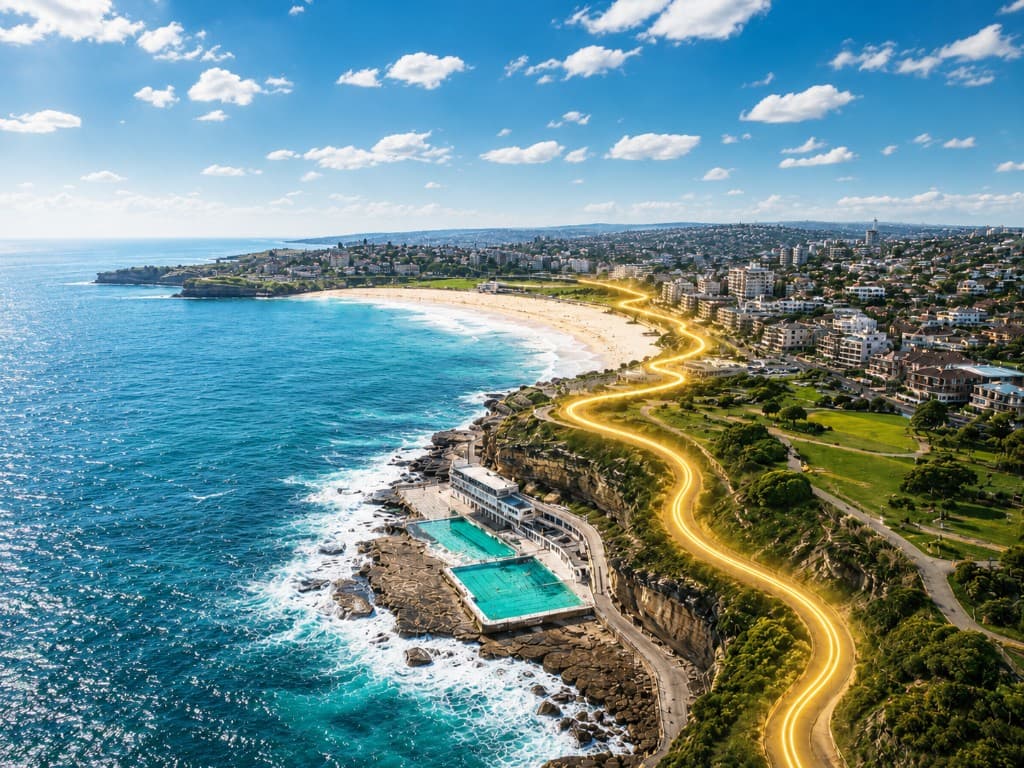 Bondi Beach and Icebergs from above