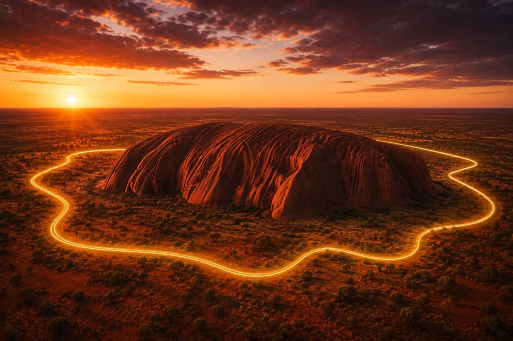 Uluru epic journey at sunset