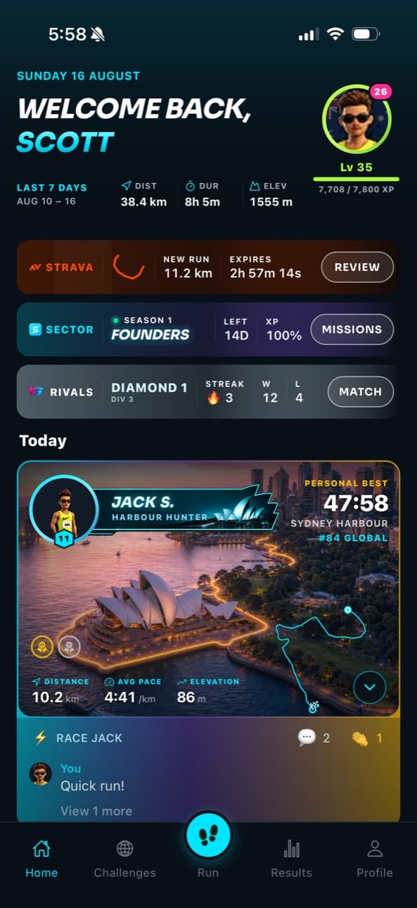 Sector home screen