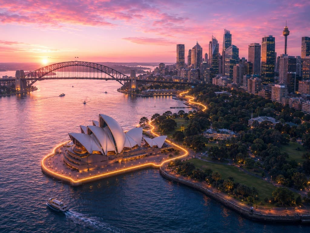 Sydney Harbour race course at dusk